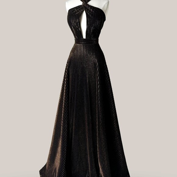 Brand New US 14/18 Jovani Maxi Dark Brown Evening Gown
